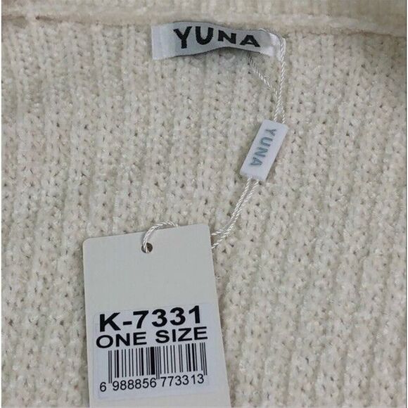 Ivory Chenille Knit Open Front Long Cardigan - Picture 9 of 10